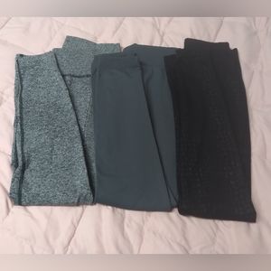 Lot of 3 pairs of leggings, 1 black, 1 grey, and 1 greyish black